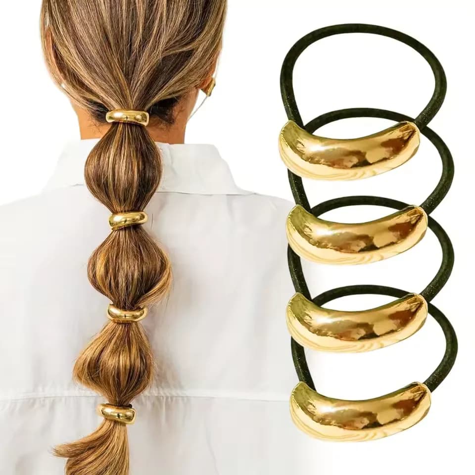 4 lazos para el cabello de metal dorado para mujer